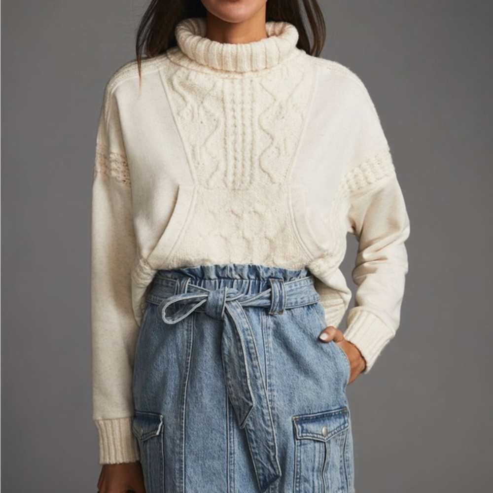 Anthropologie Daily Practice cream sweater sweatshirt‎ size XL NWT